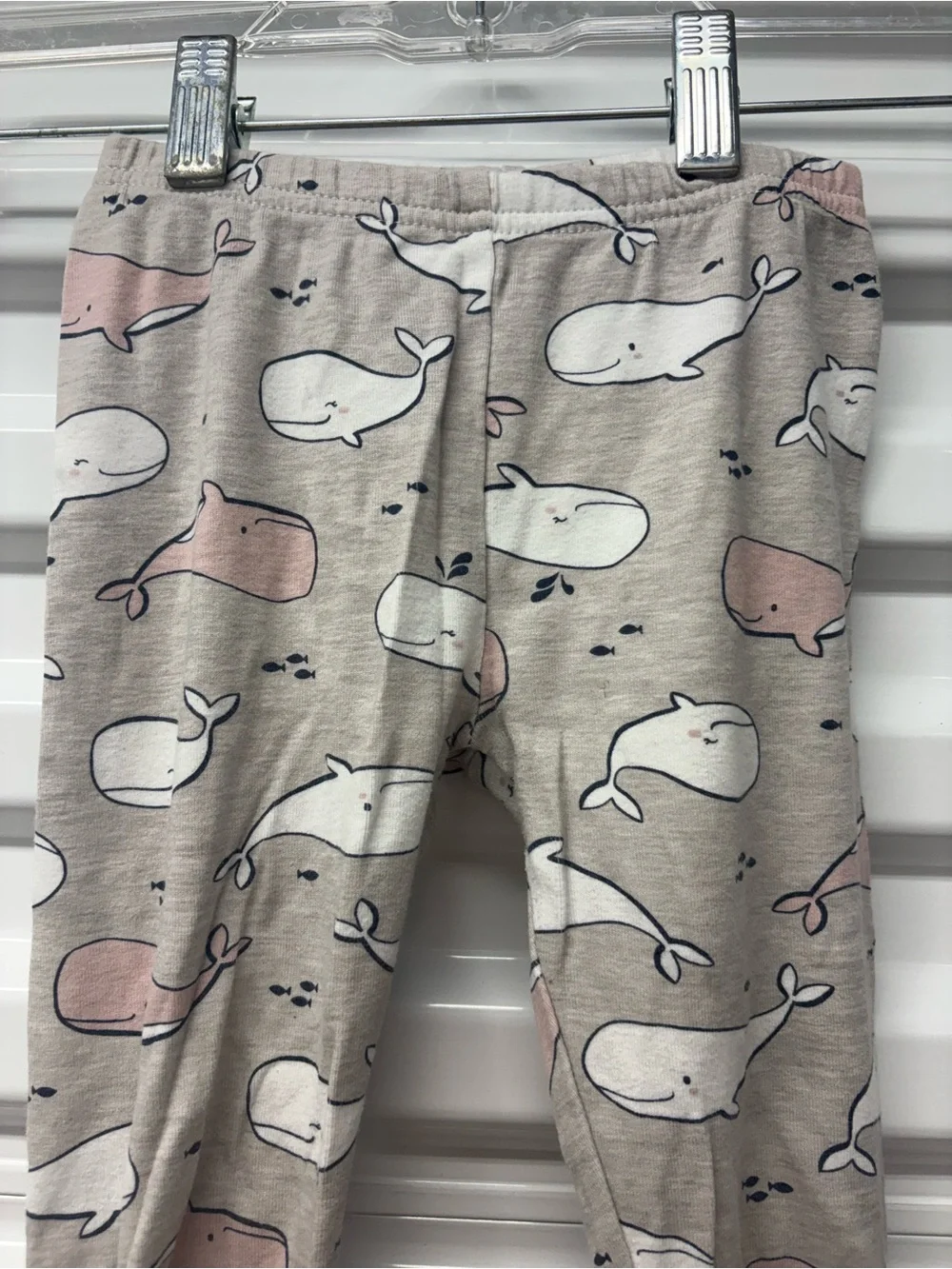 Carter's Whale Print Knit Leggings Pants 4T Gray/Pink/White Cotton Pull On
